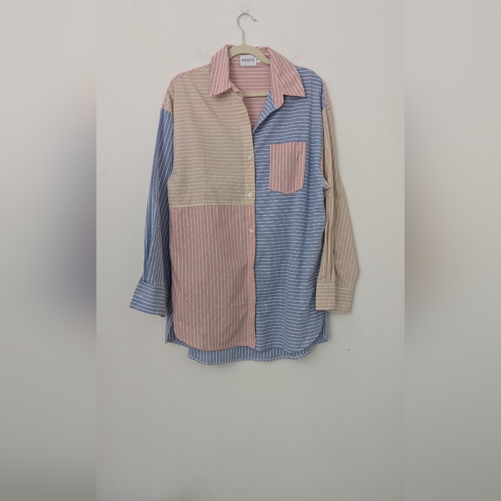SNDYS Multicolored Tunic Buttondown Shirt Sz 8